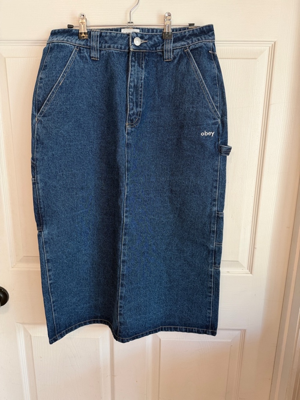 Obey Indigo Denim Pencil Midi Skirt Sz 29.  Box39